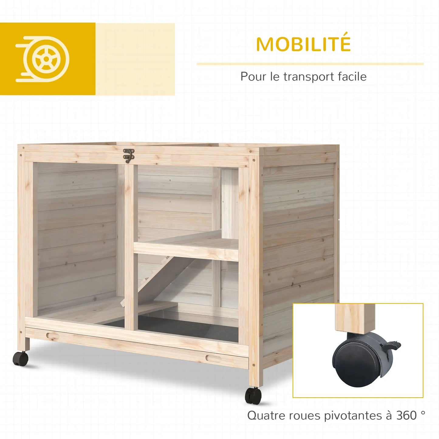 Clapier pour lapins & rongeurs sur roulettes