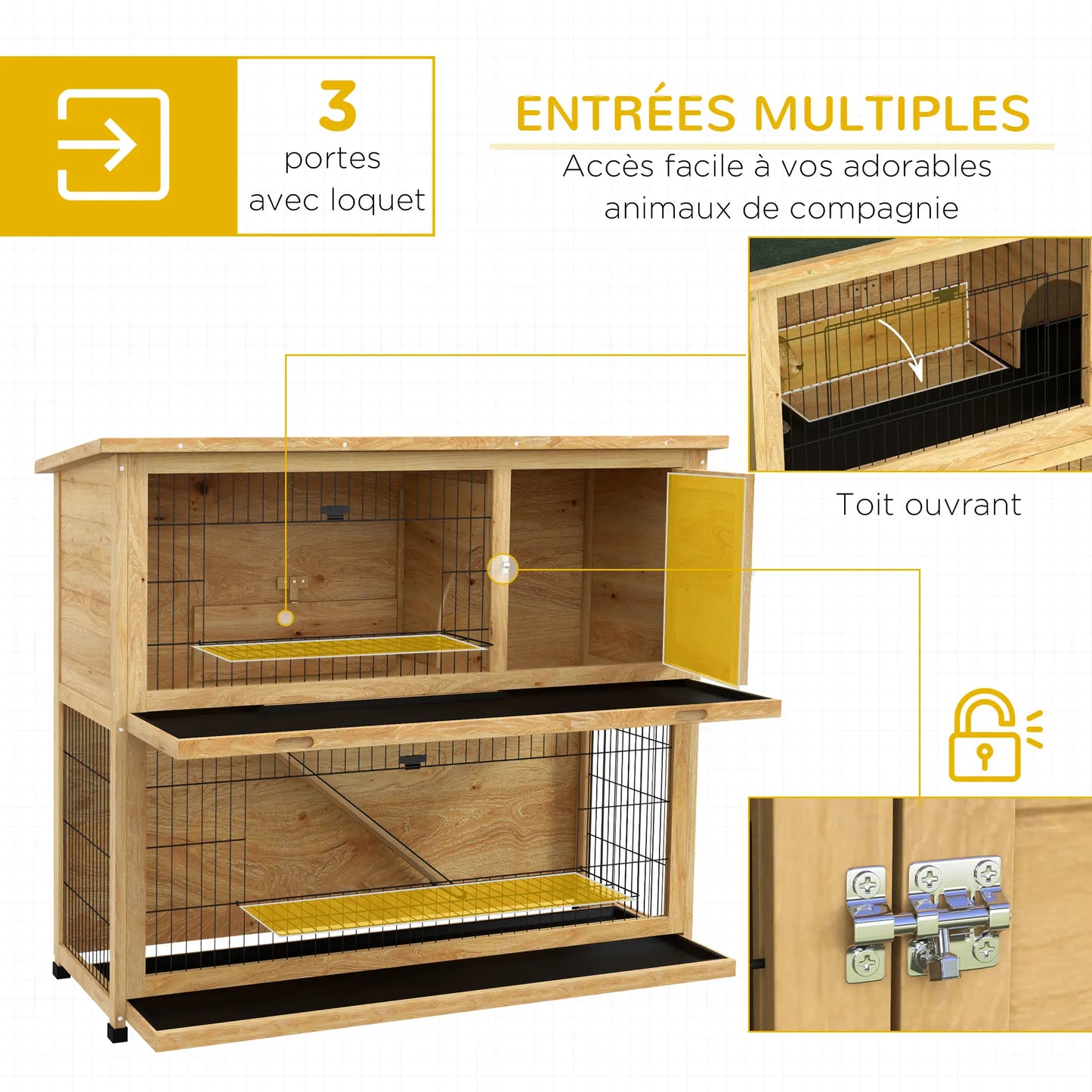 Clapier pour lapins & rongeurs en bois de sapin