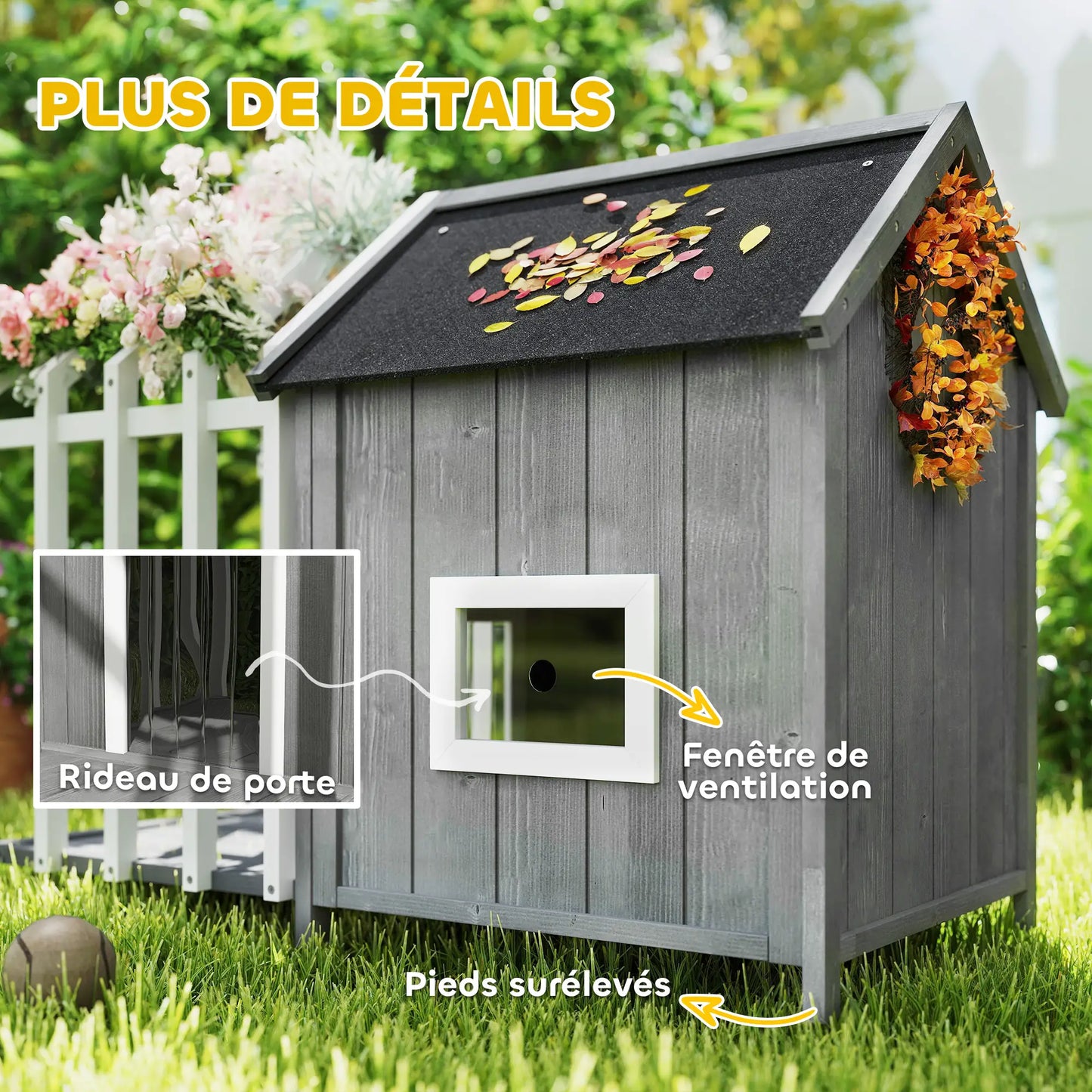 Niche pour chien extérieur en bois de sapin