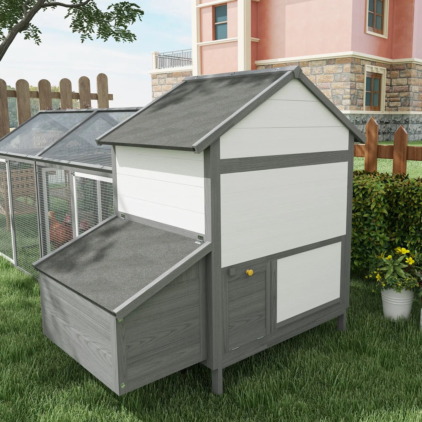 Poulailler en bois avec 2 enclos modulables