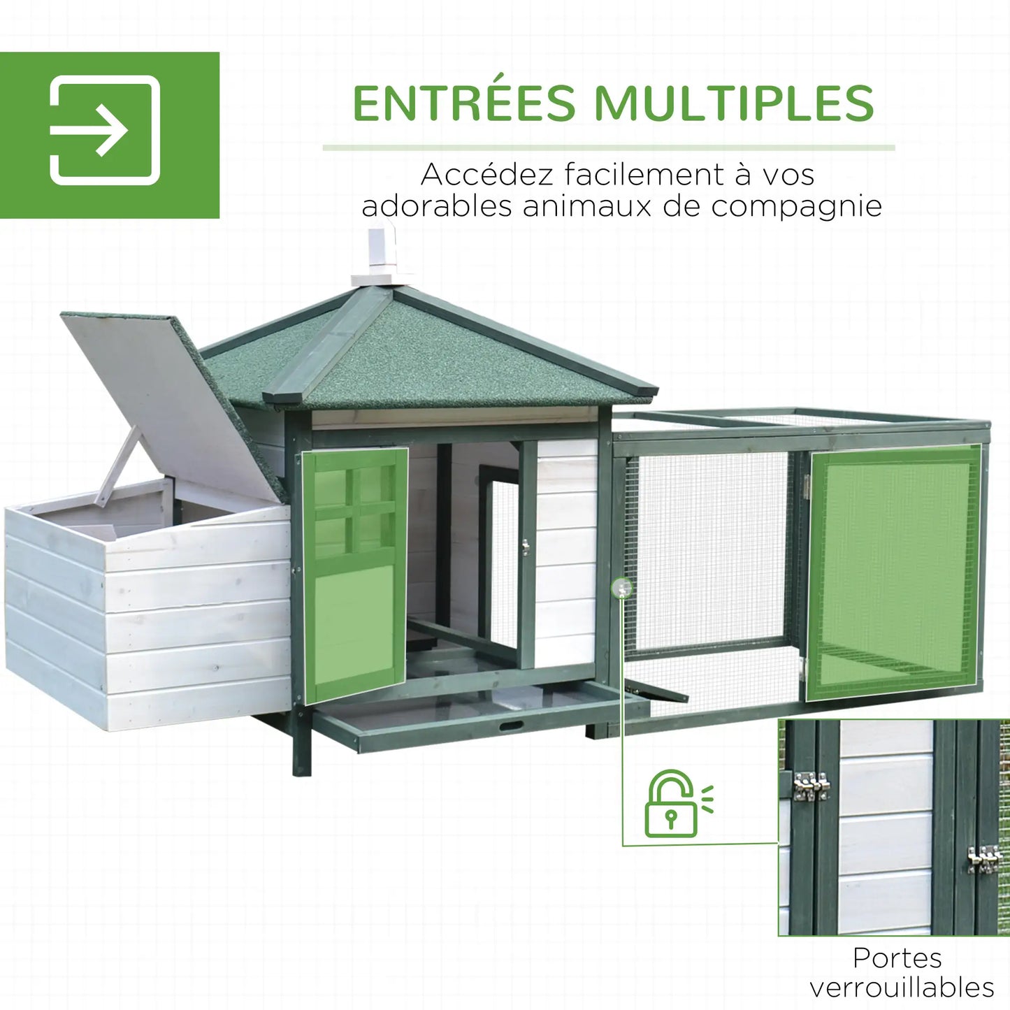 Poulailler cottage multi-équipement en bois de pin