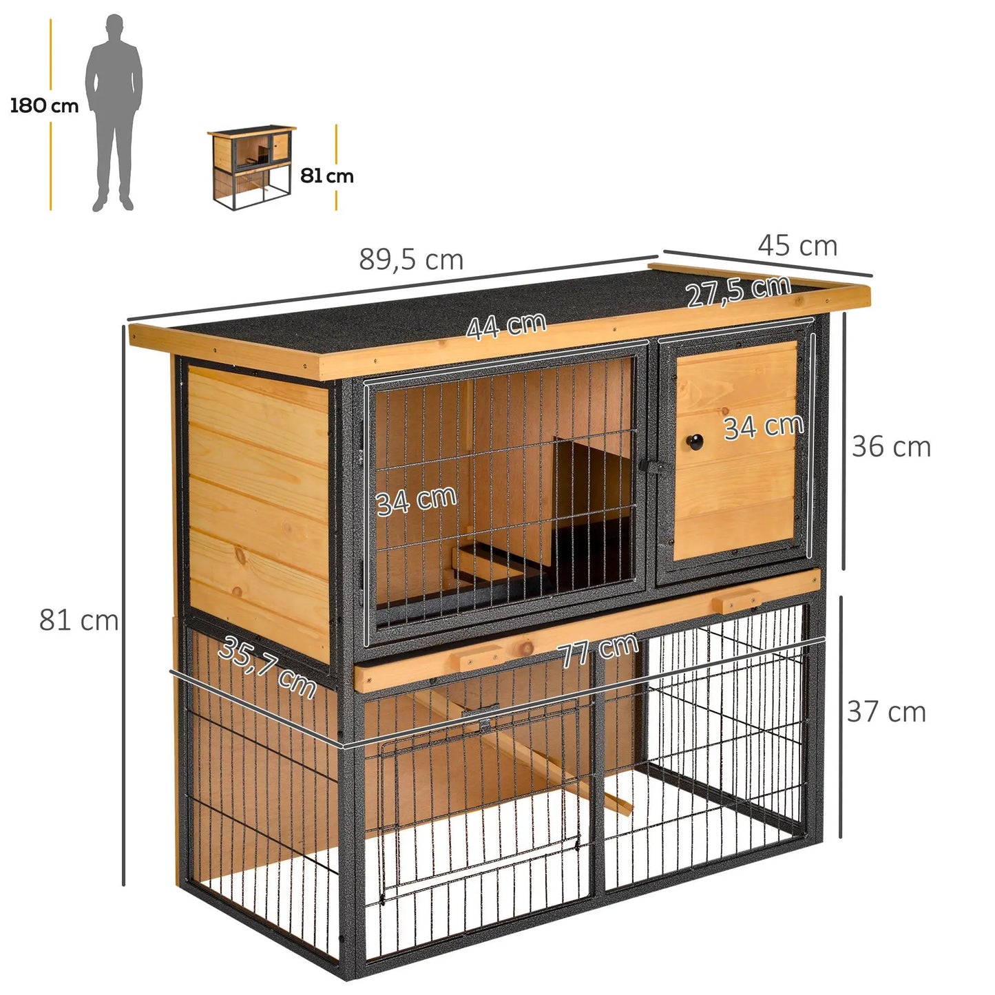 Clapier pour lapins & rongeurs en bois de pin