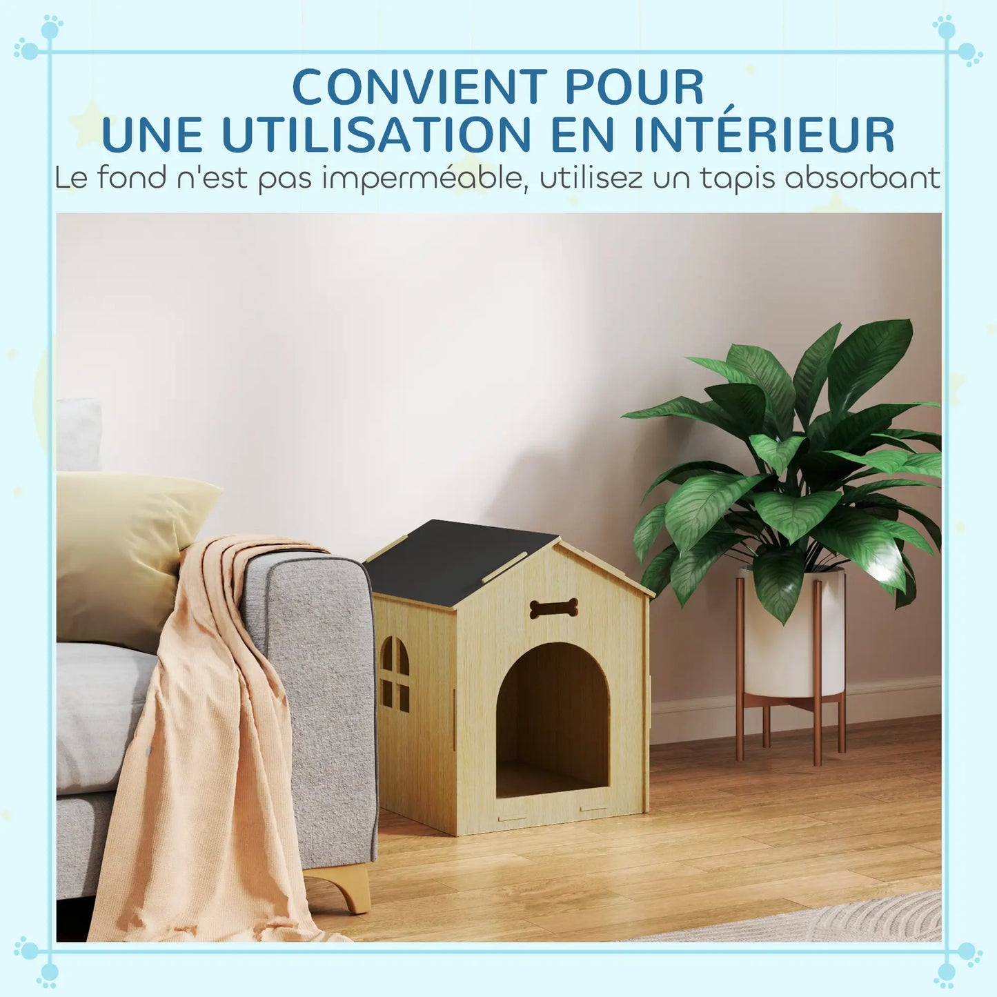 Niche pour chien en bois de chêne