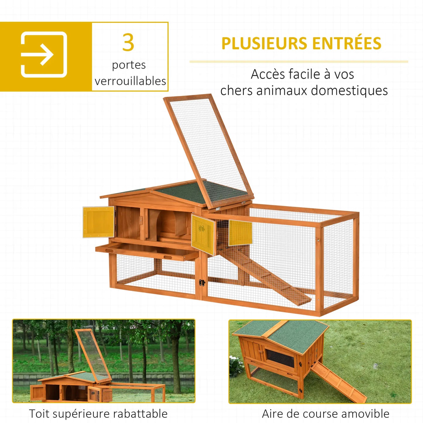 Clapier pour lapins & rongeurs en bois de pin