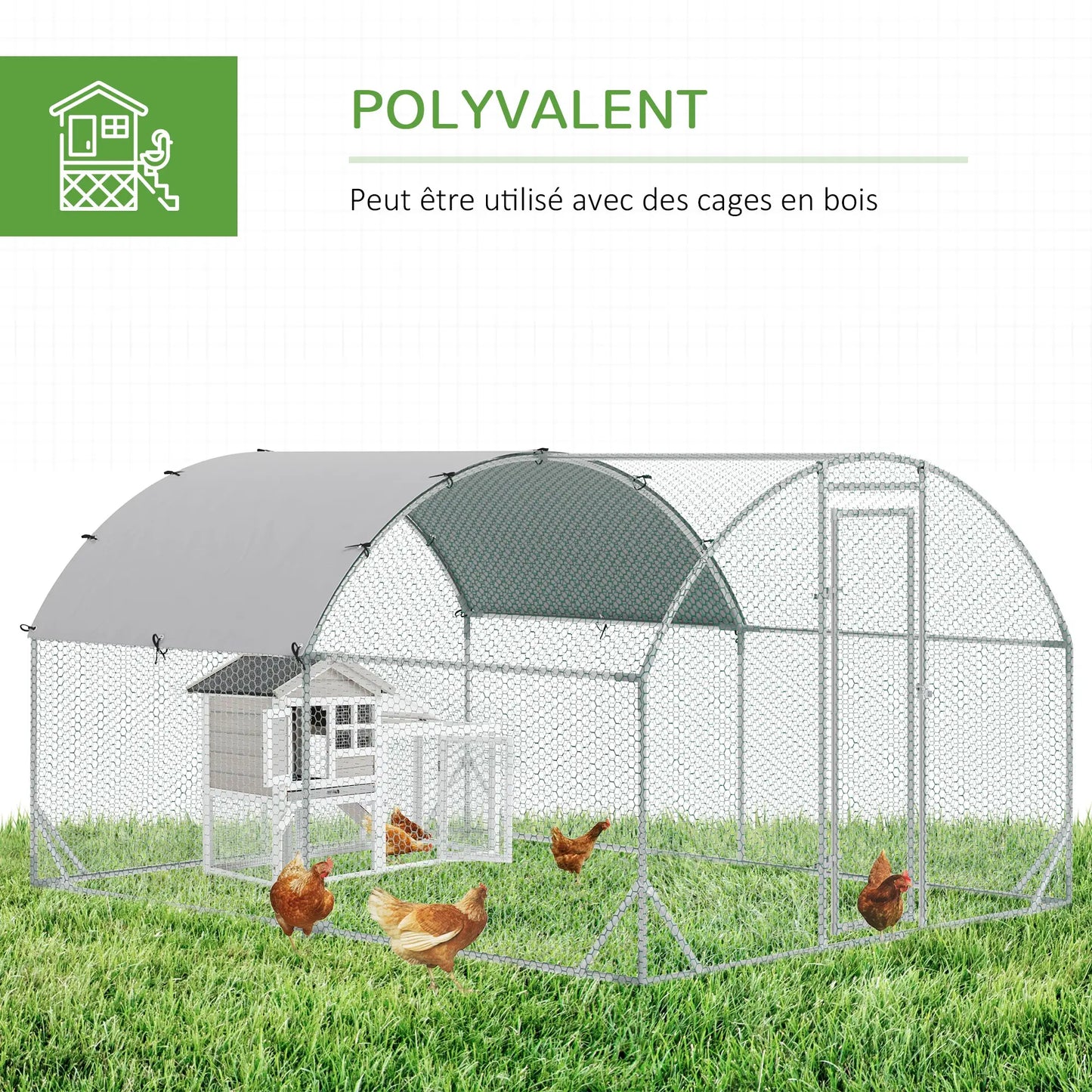 Volière 10,64 ㎡ avec toit anti-UV