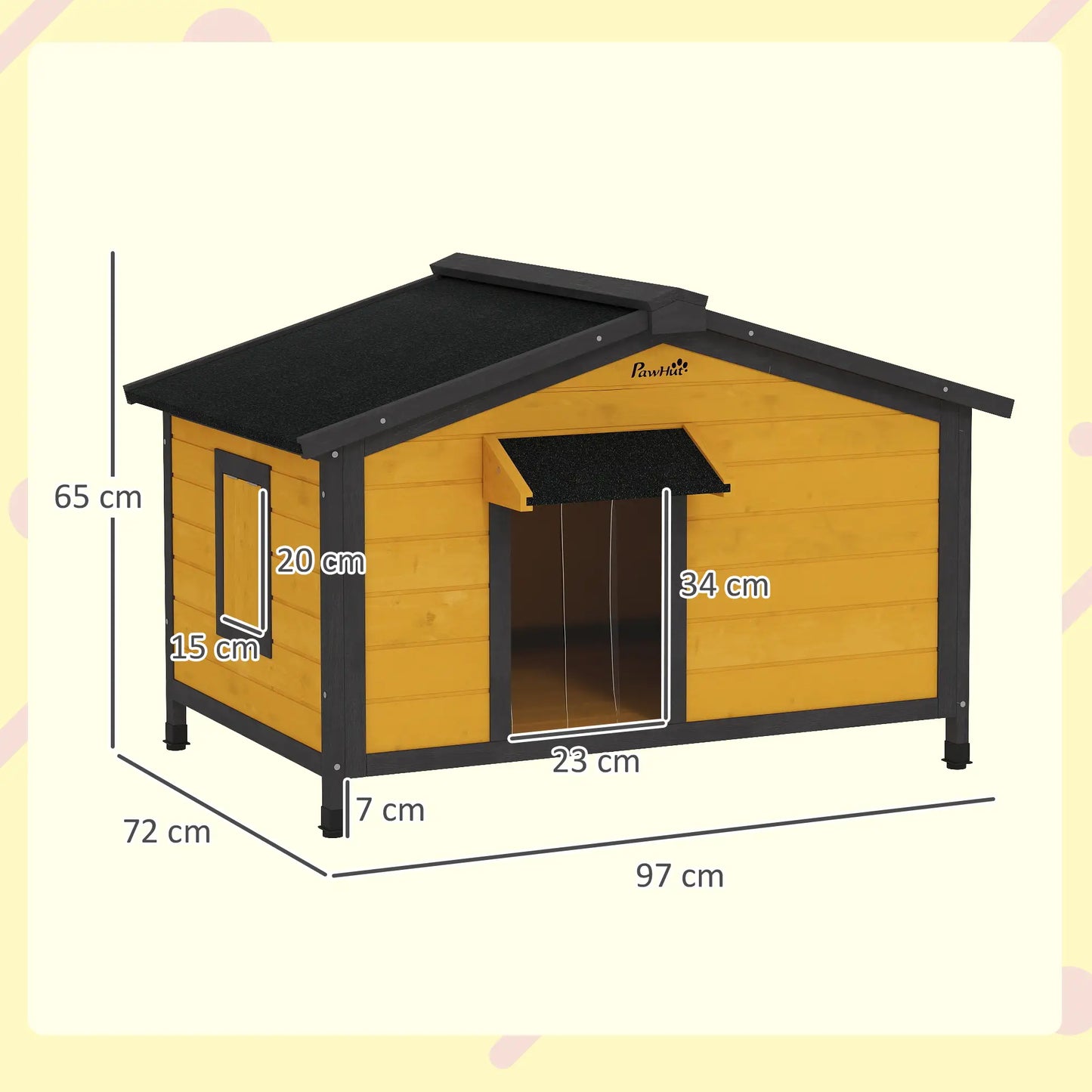 Niche pour Chiens Extérieure en Bois avec Toit en Asphalte