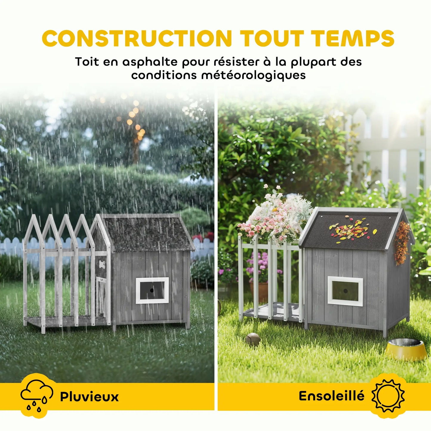 Niche pour chien extérieur en bois de sapin