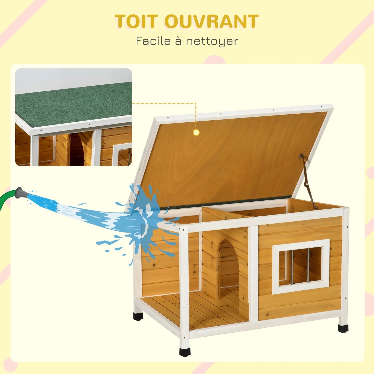 Niche pour chien extérieure en bois de sapin