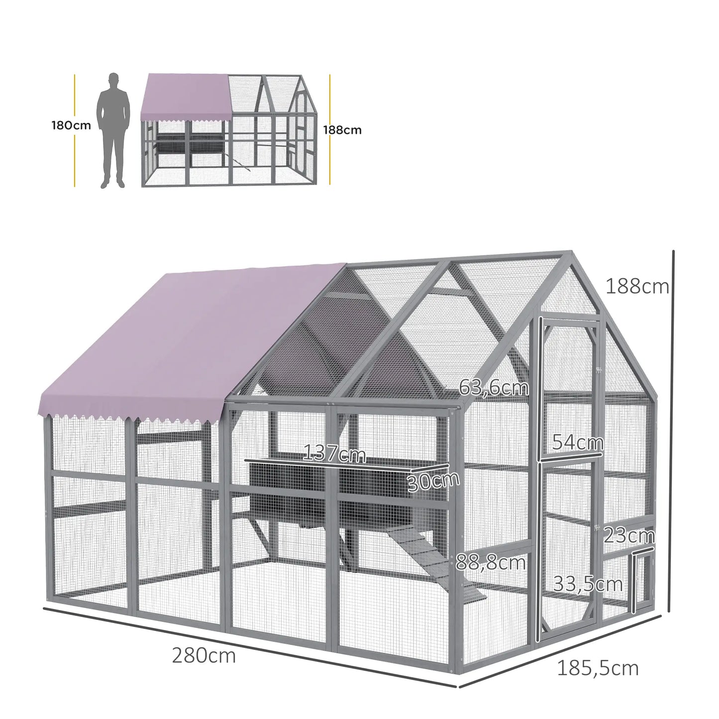 Volière 5.2 m² en bois de sapin