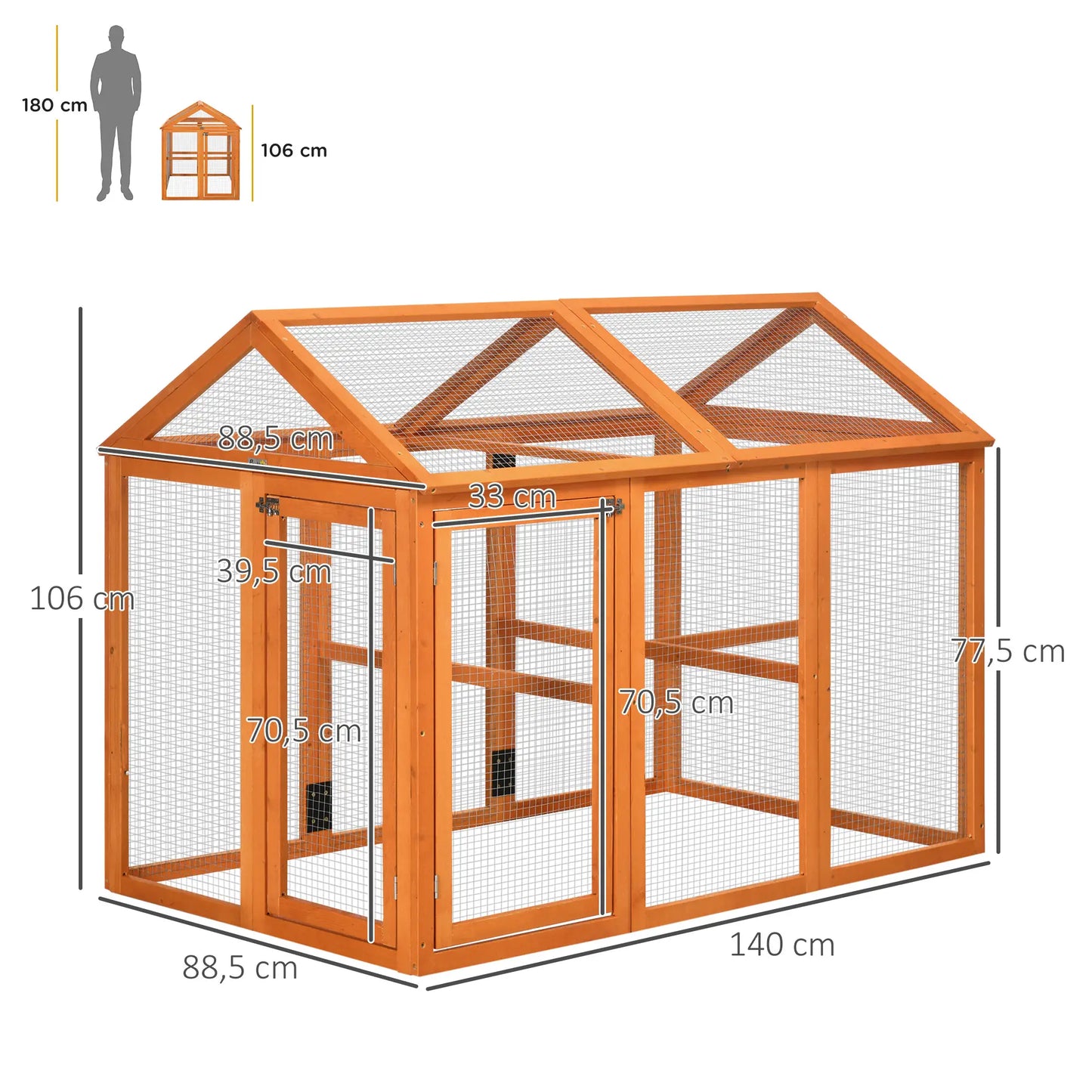 Poulailler 140 x 88,5 x 106 en bois de sapin
