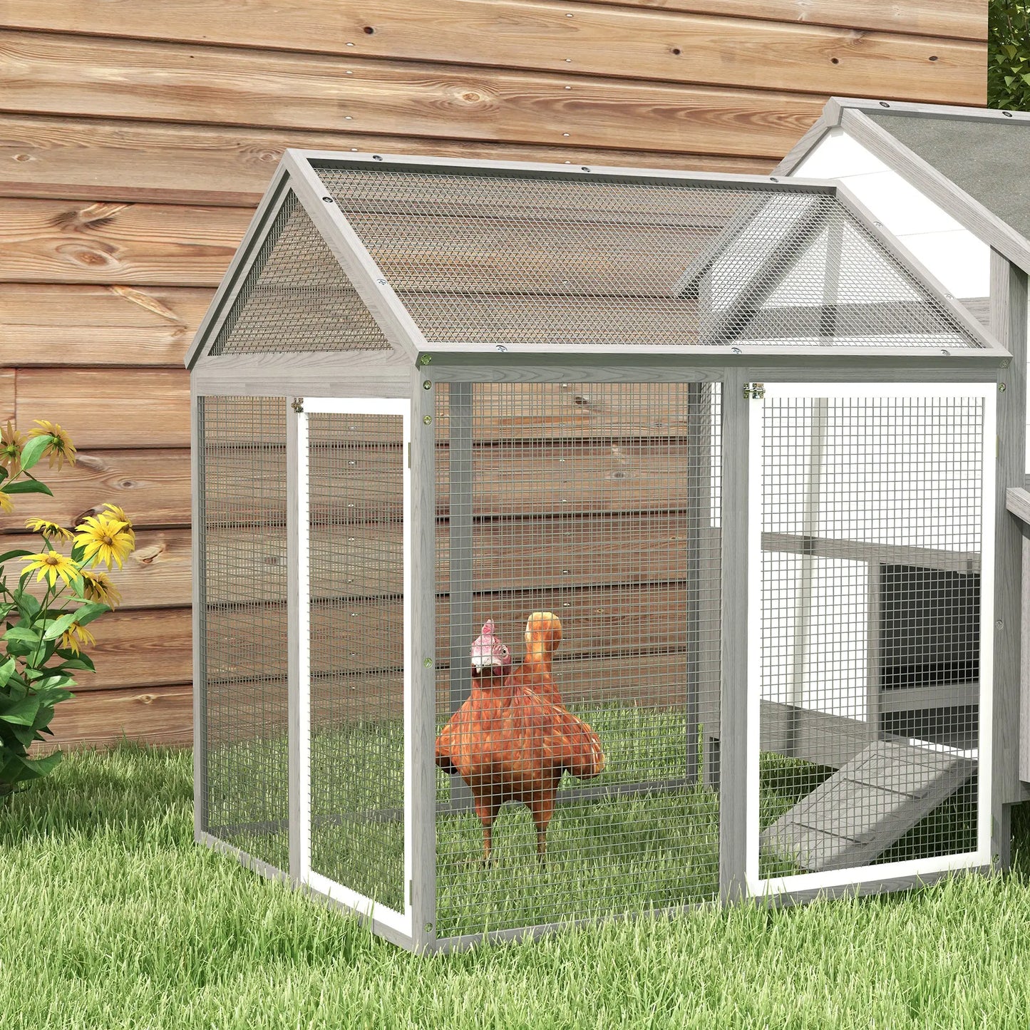 Poulailler en bois avec 2 enclos modulables