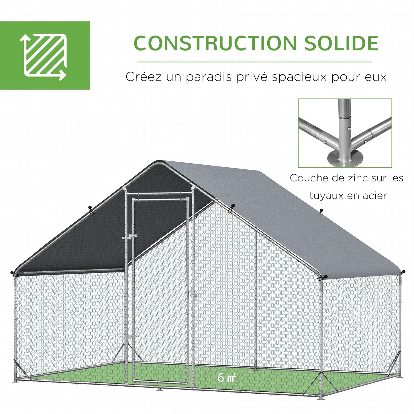 Volière 6 m² en acier