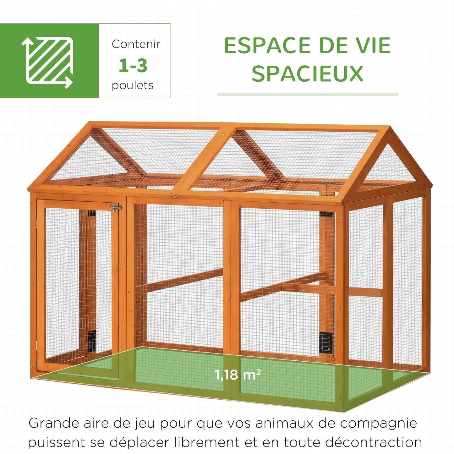 Poulailler 140 x 88,5 x 106 en bois de sapin