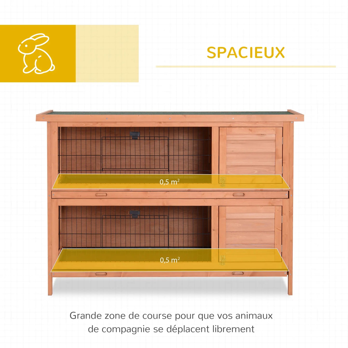 Clapier pour lapins & rongeurs en bois de pin