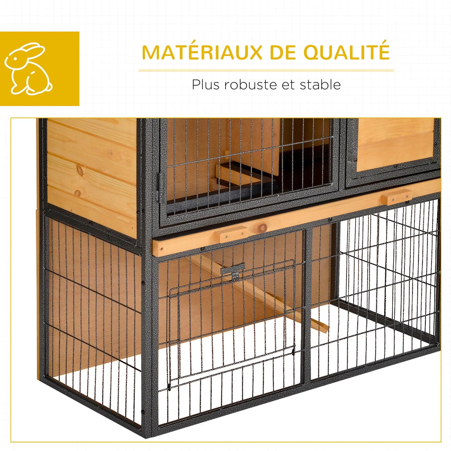 Clapier pour lapins & rongeurs en bois de pin