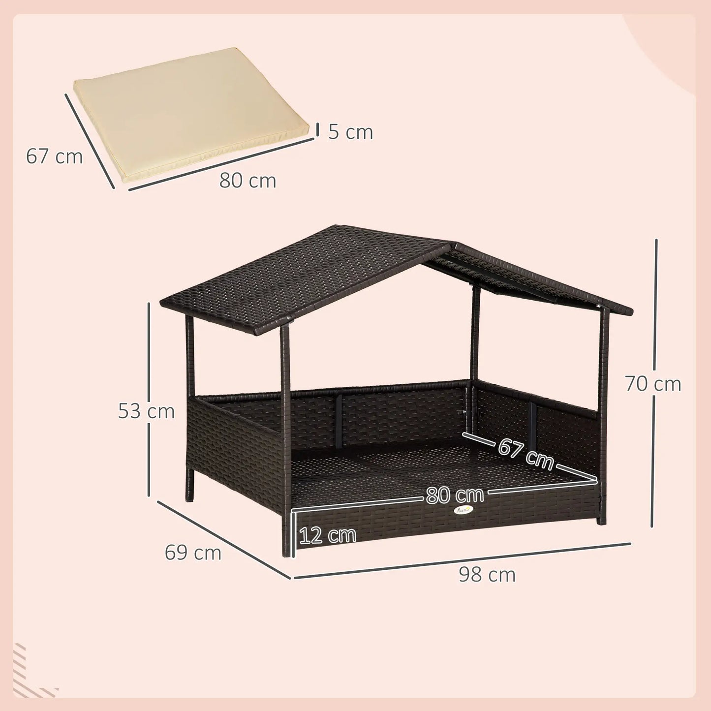 Maison pour Chien en Rotin avec Coussin