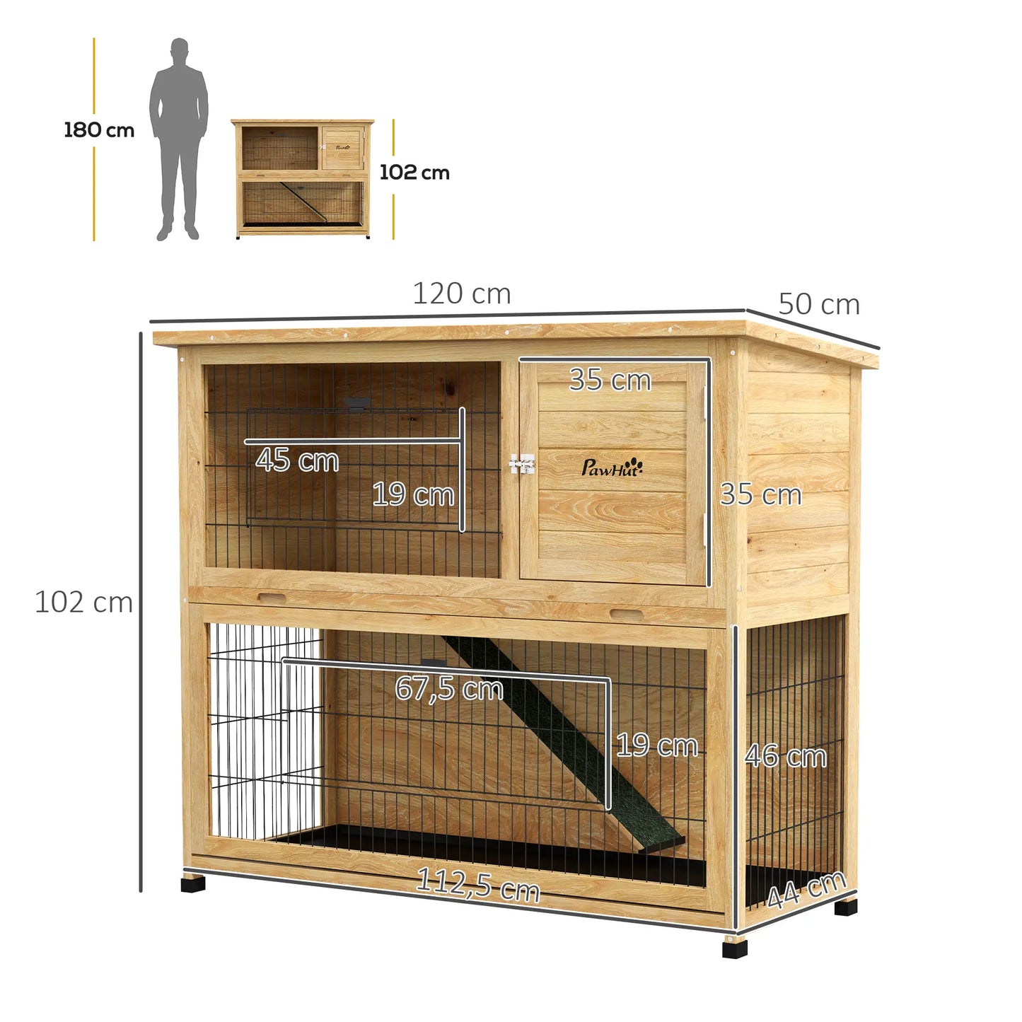 Clapier pour lapins & rongeurs en bois de sapin