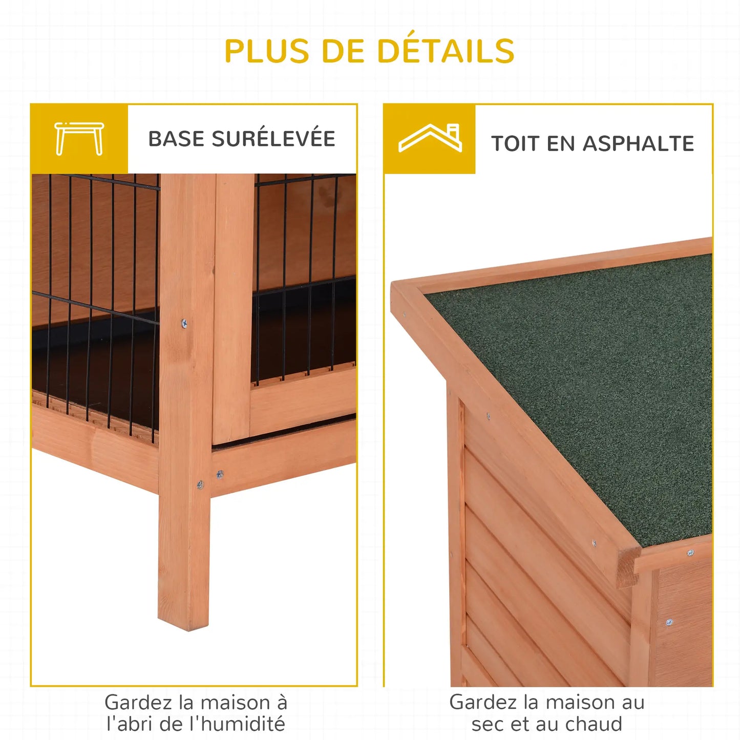 Clapier pour lapins & rongeurs en bois de pin