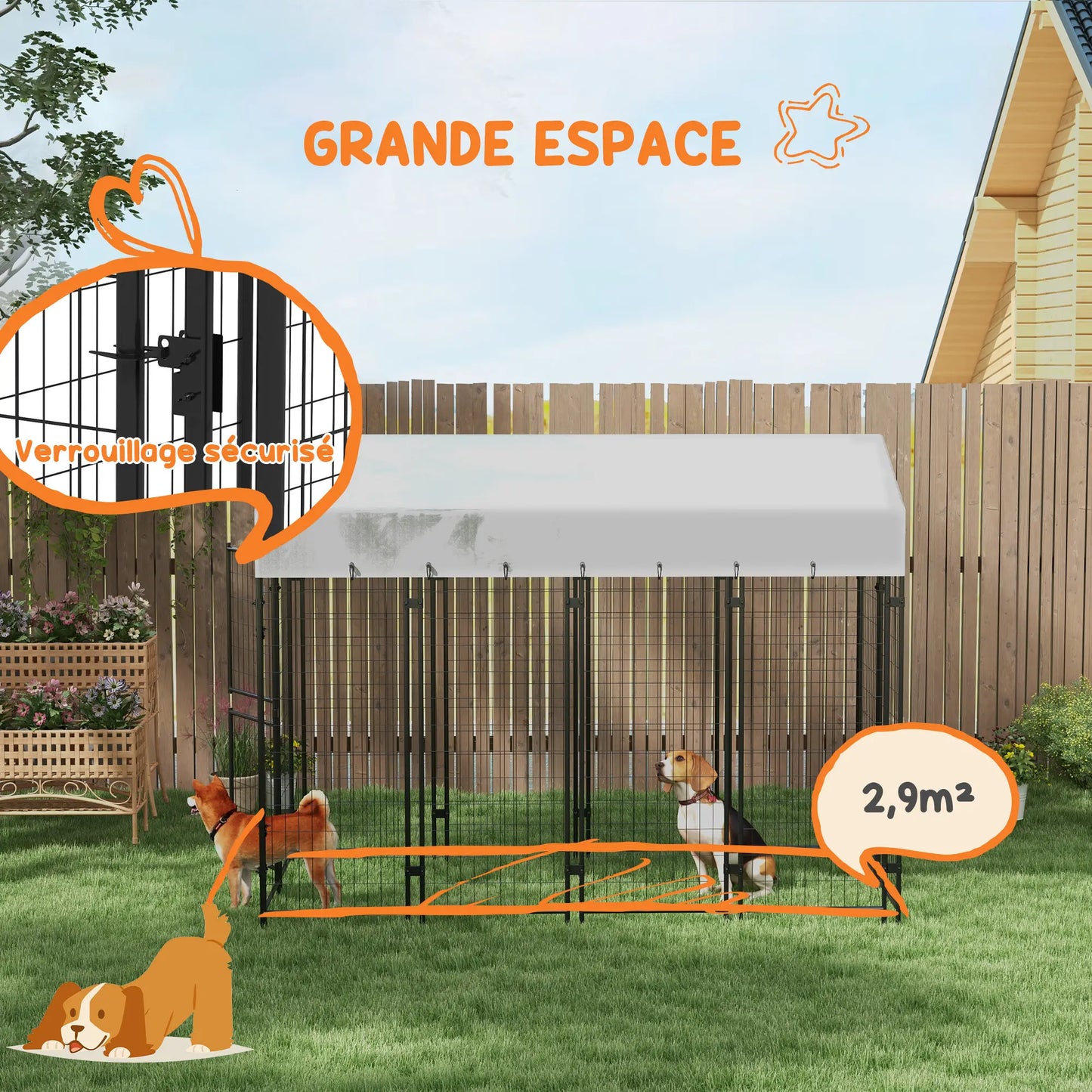 Chenil d'extérieur pour grand chien