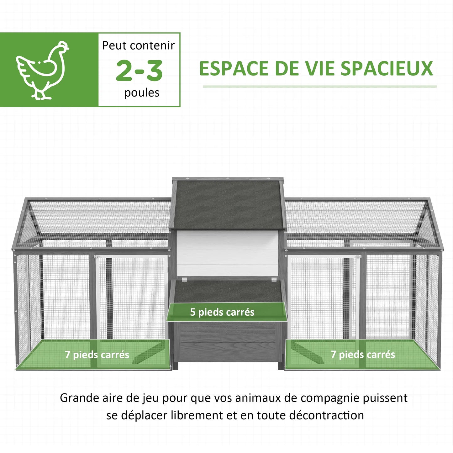Poulailler en bois avec 2 enclos modulables