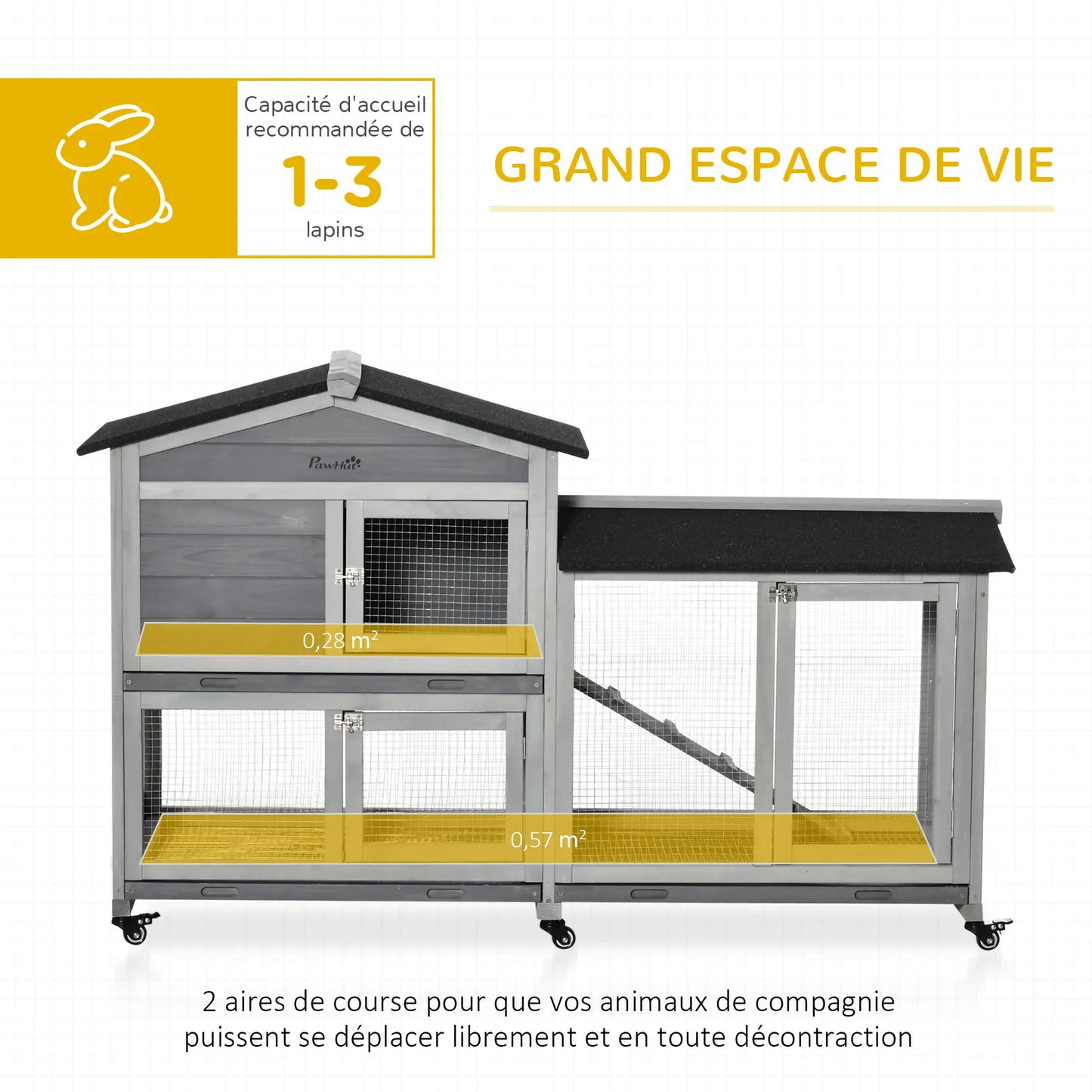 Clapier pour lapins & rongeurs en bois de sapin