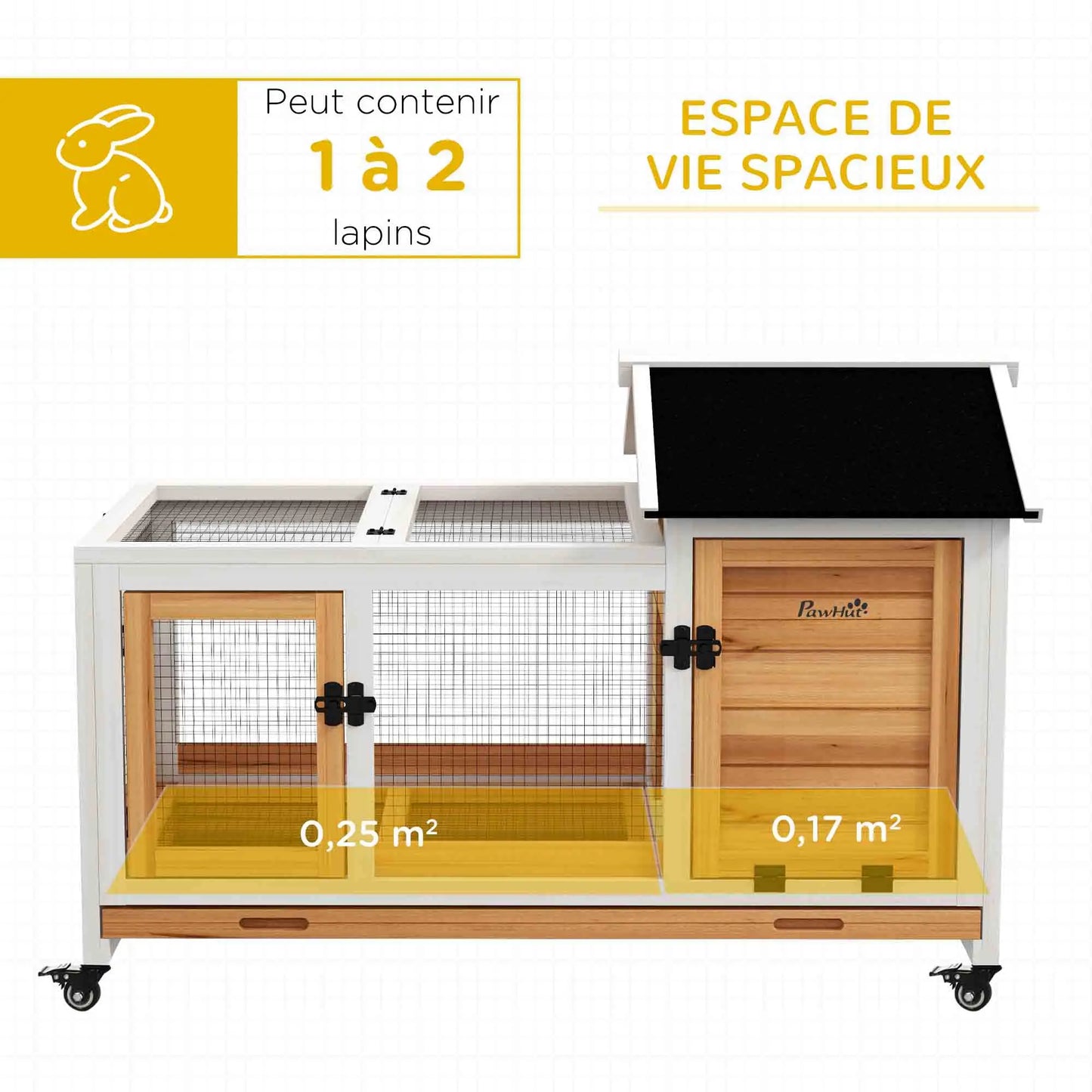 Clapier pour lapins & rongeurs sur roulettes