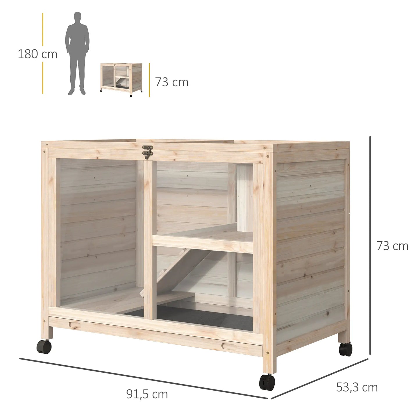 Clapier pour lapins & rongeurs sur roulettes