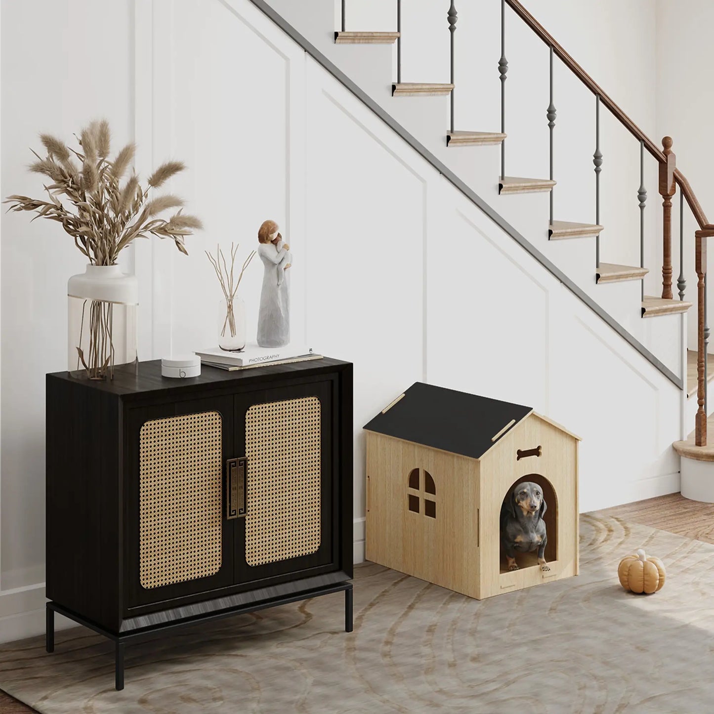 Niche pour chien en bois de chêne