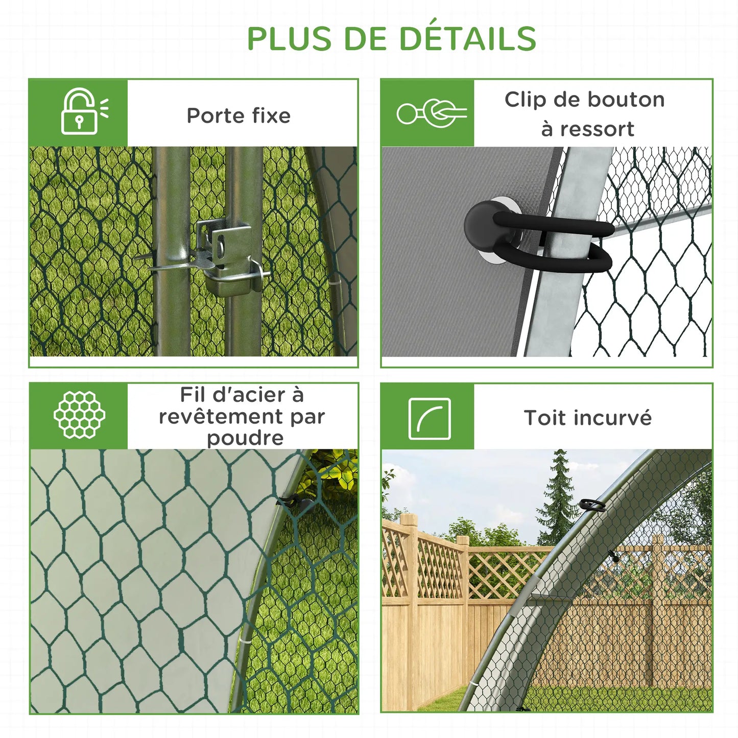 Volière 5,75m² avec toit anti-UV