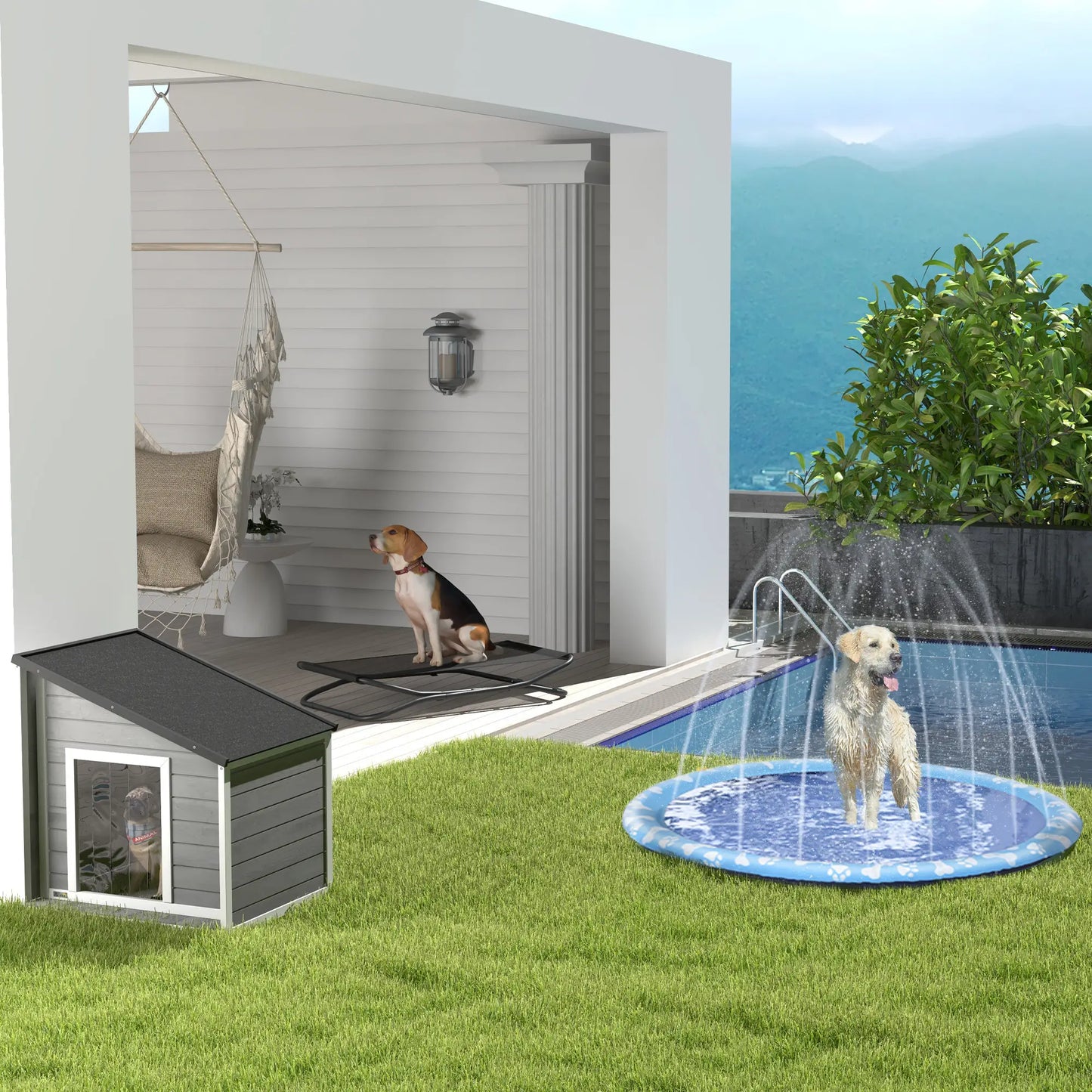 Niche pour Chien en Bois de pin Massif