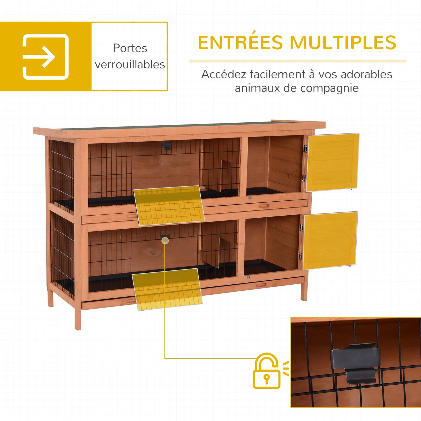 Clapier pour lapins & rongeurs en bois de pin