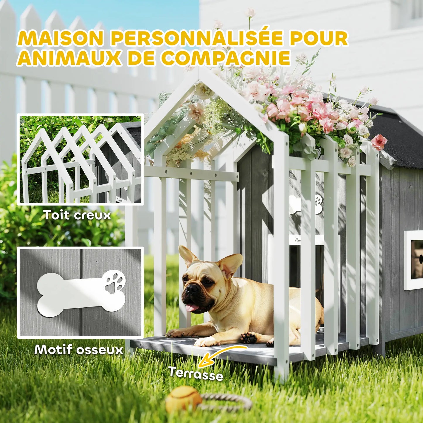 Niche pour chien extérieur en bois de sapin