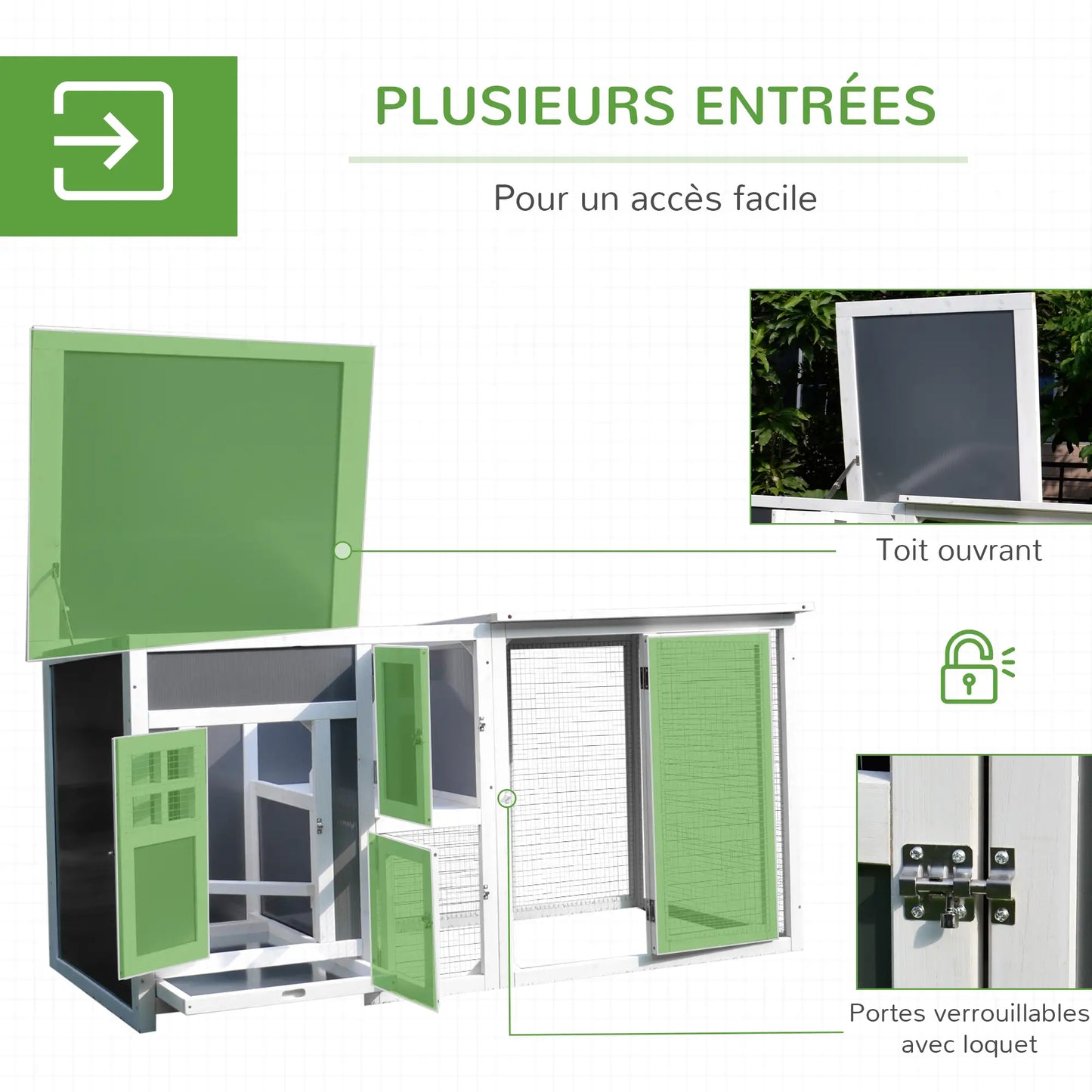 Poulailler multi-équipements en bois de pin