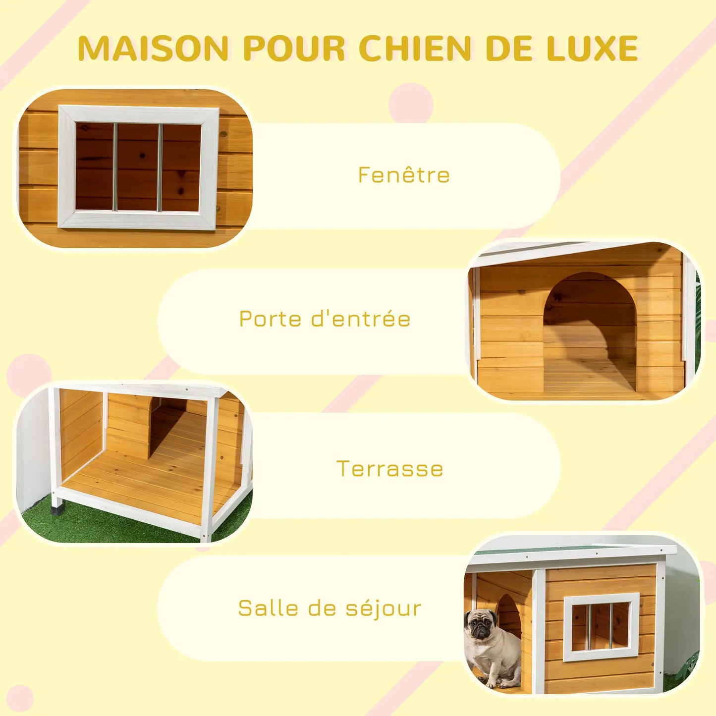 Niche pour chien extérieure en bois de sapin