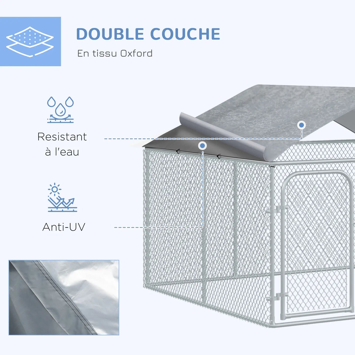 Chenil extérieur pour chien en acier galvanisé
