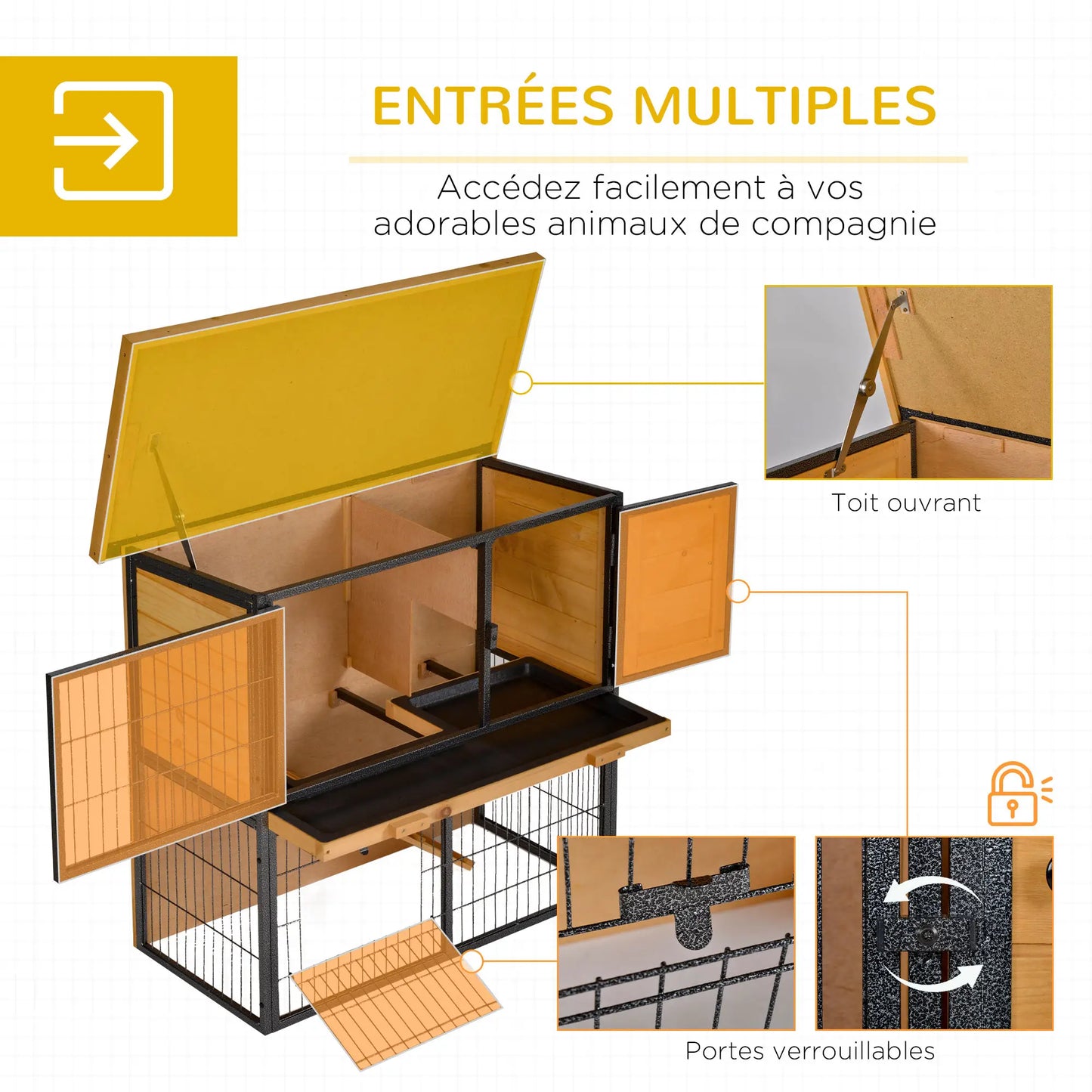 Clapier pour lapins & rongeurs en bois de pin