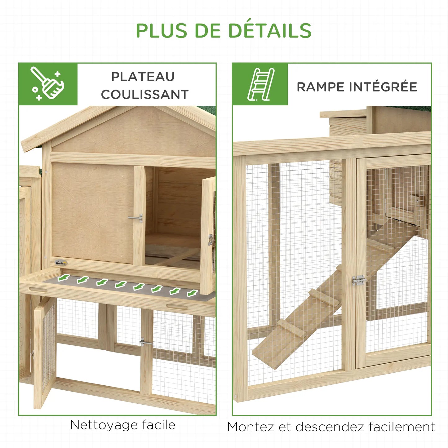 Poulailler / Clapier multi-équipement en bois de sapin