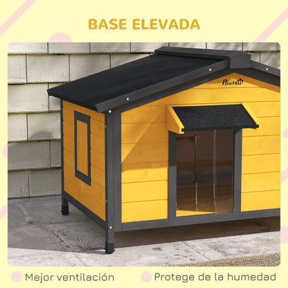 Niche pour Chiens Extérieure en Bois avec Toit en Asphalte