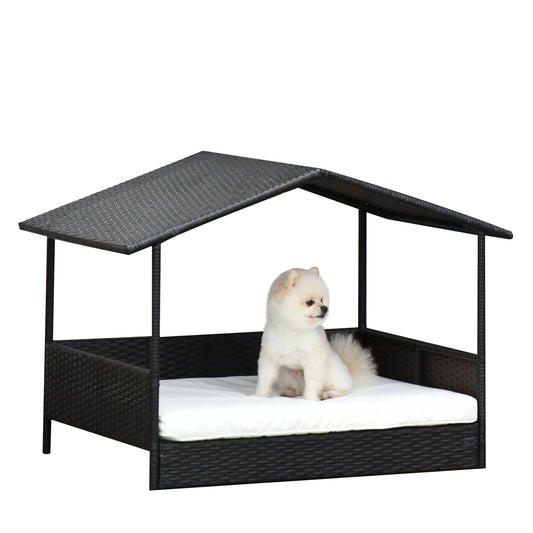 Maison pour Chien en Rotin avec Coussin