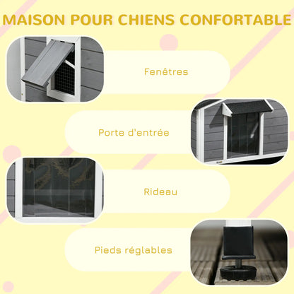 Niche pour chien style cottage en bois de sapin