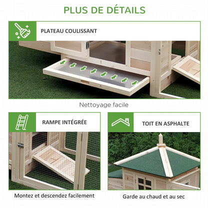 Poulailler cottage multi-équipement en  bois de pin