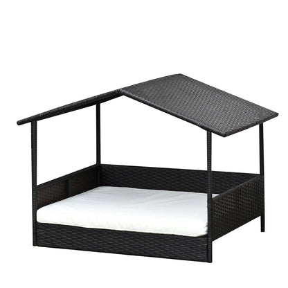 Maison pour Chien en Rotin avec Coussin