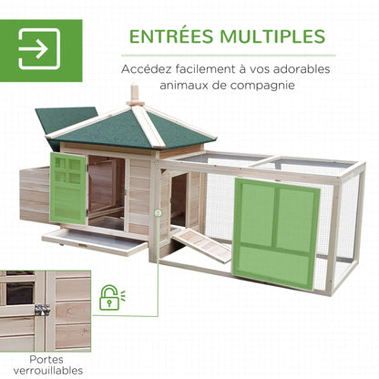 Poulailler cottage multi-équipement en  bois de pin