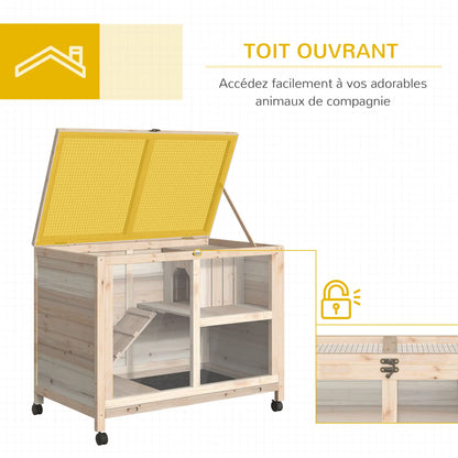 Clapier pour lapins & rongeurs sur roulettes
