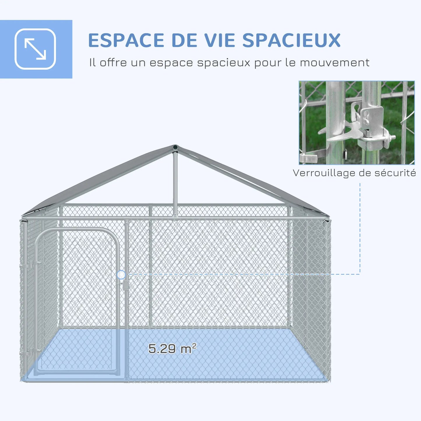 Chenil extérieur pour chien en acier galvanisé