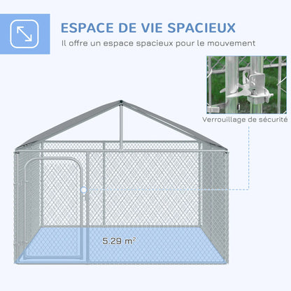 Chenil extérieur pour chien en acier galvanisé