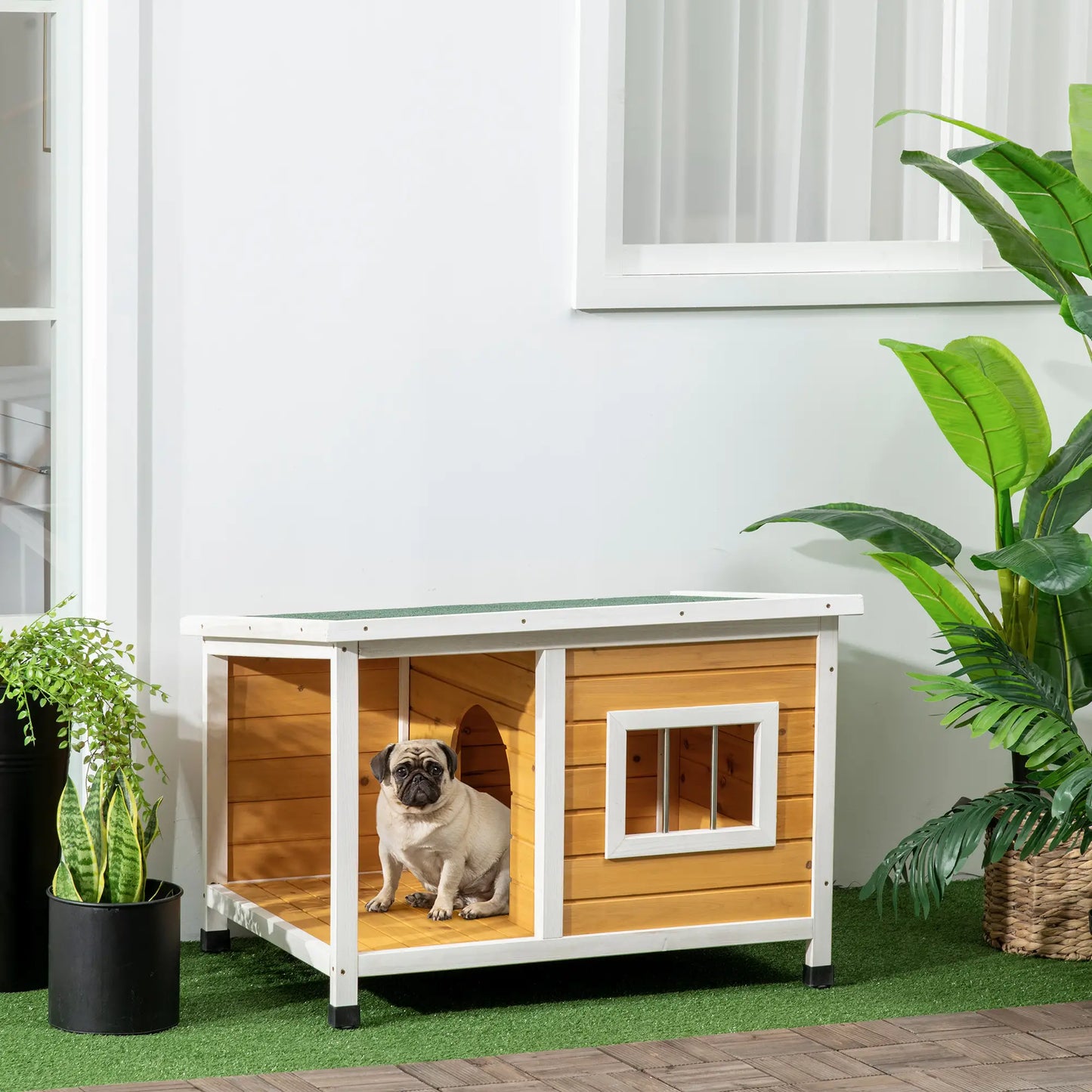 Niche pour chien extérieure en bois de sapin