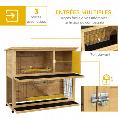 Clapier pour lapins & rongeurs en bois de sapin