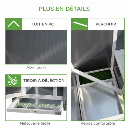Poulailler multi-équipements en bois de pin