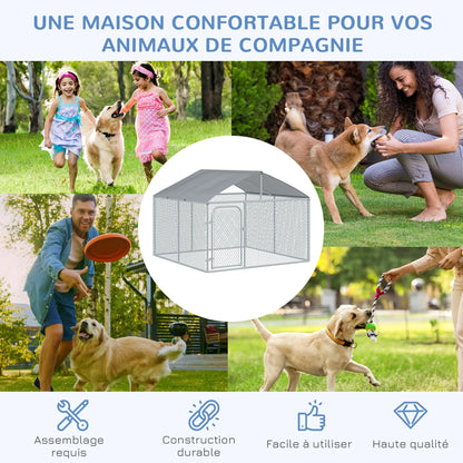 Chenil extérieur pour chien en acier galvanisé